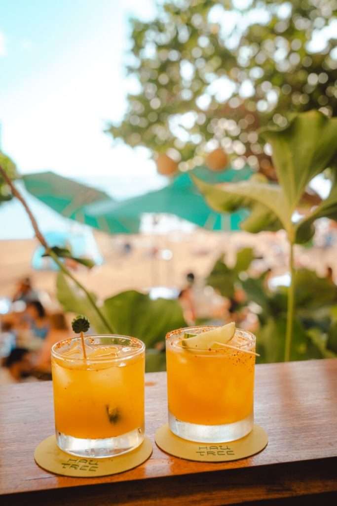 bright orange colored cocktails from hawaii hau tree