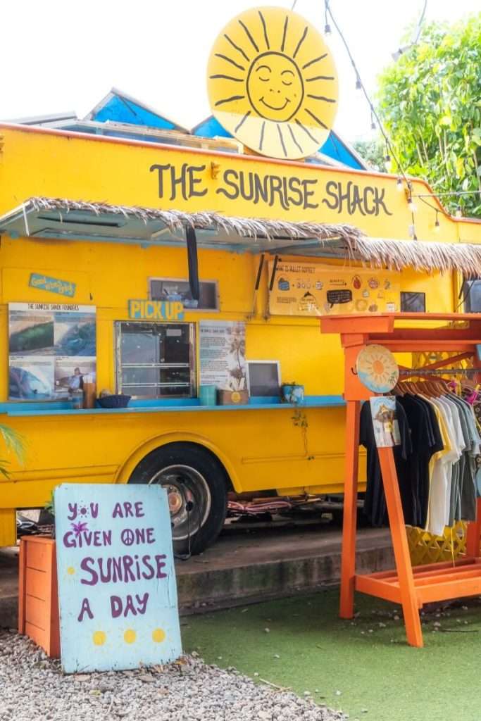 bright yellow truck for hawaii sunrise shack, a must do for your 1 week O'ahu itinerary